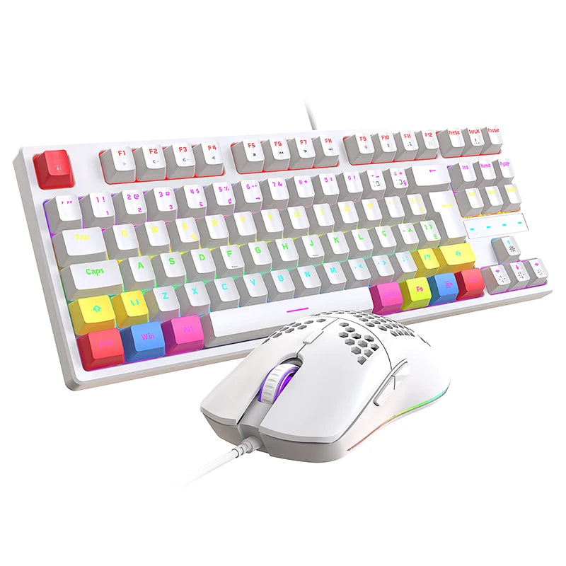 Kit Gamer Mecânico BK05 – Teclado 60% RGB Blue com Fio + Mouse 6400 DPI ABNT2