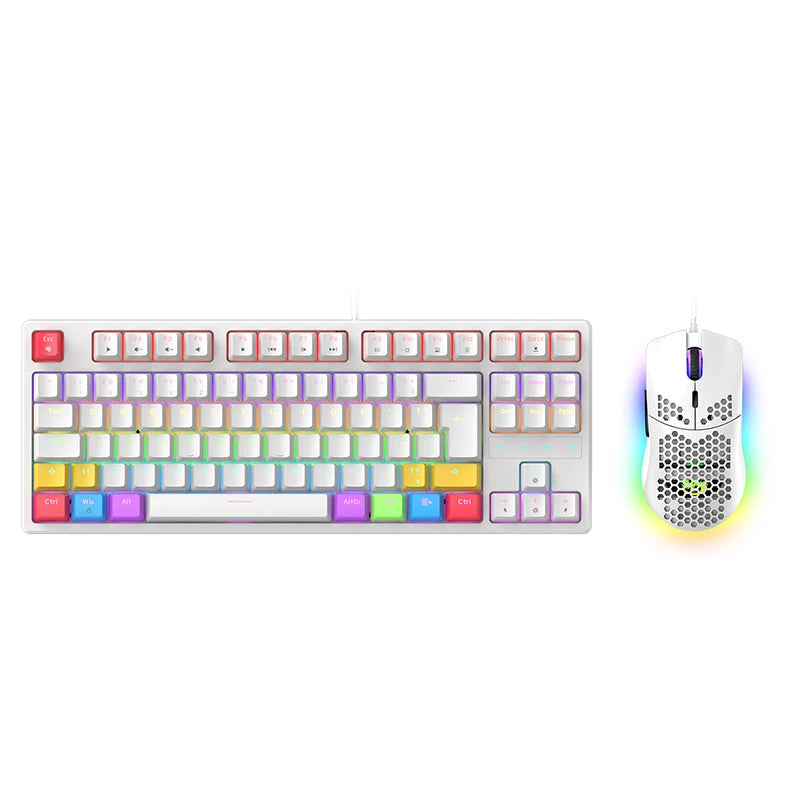 Kit Gamer Mecânico BK05 – Teclado 60% RGB Blue com Fio + Mouse 6400 DPI ABNT2