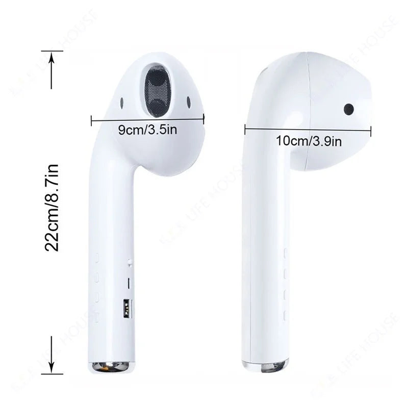 Caixa de Som Bluetooth Gigante Inspirada nos AirPods da Apple – Portátil e Recarregável