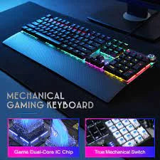 Teclado Gamer Mecânico F2058 – Metal, USB e Iluminação RGB