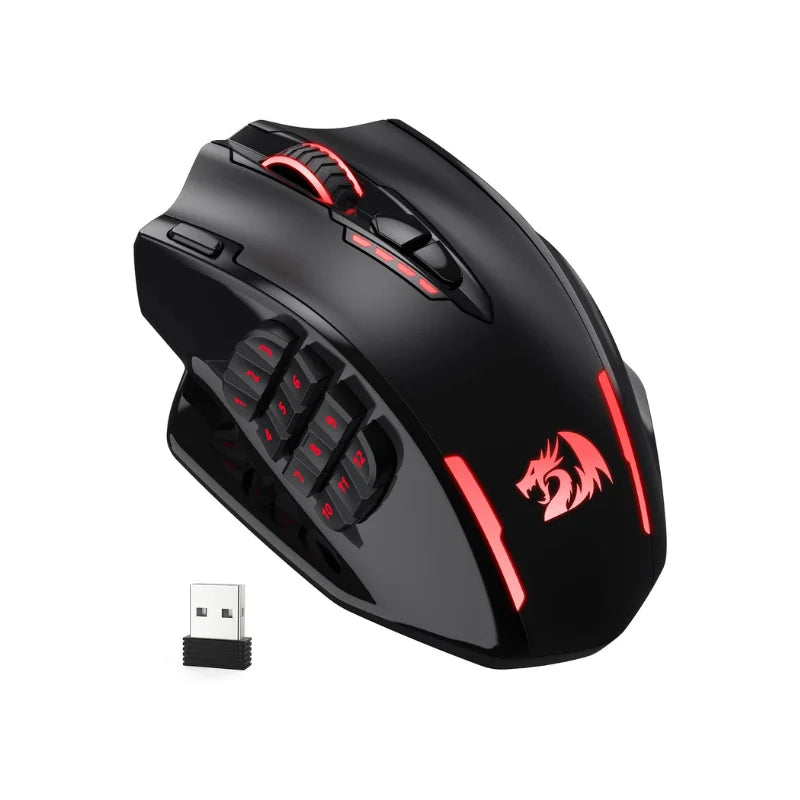 Mouse Gamer Redragon M913 – 16000 DPI, Com Fio & Sem Fio 2.4GHz, Iluminação RGB, Sensor Óptico, 16 Botões Programáveis, Preto/Branco