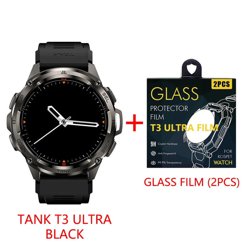 Smartwatch KOSPET TANK T3 Ultra – GPS, Tela AMOLED AOD, Bateria 470mAh, Fitness & Bluetooth para Homens e Mulheres