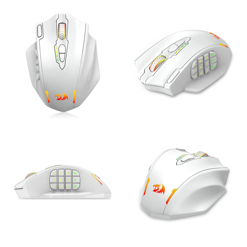 Mouse Gamer Redragon M913 – 16000 DPI, Com Fio & Sem Fio 2.4GHz, Iluminação RGB, Sensor Óptico, 16 Botões Programáveis, Preto/Branco