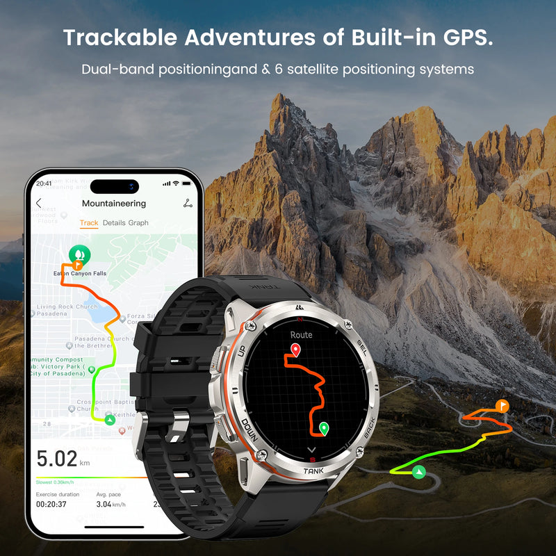 Smartwatch KOSPET TANK T3 Ultra – GPS, Tela AMOLED AOD, Bateria 470mAh, Fitness & Bluetooth para Homens e Mulheres