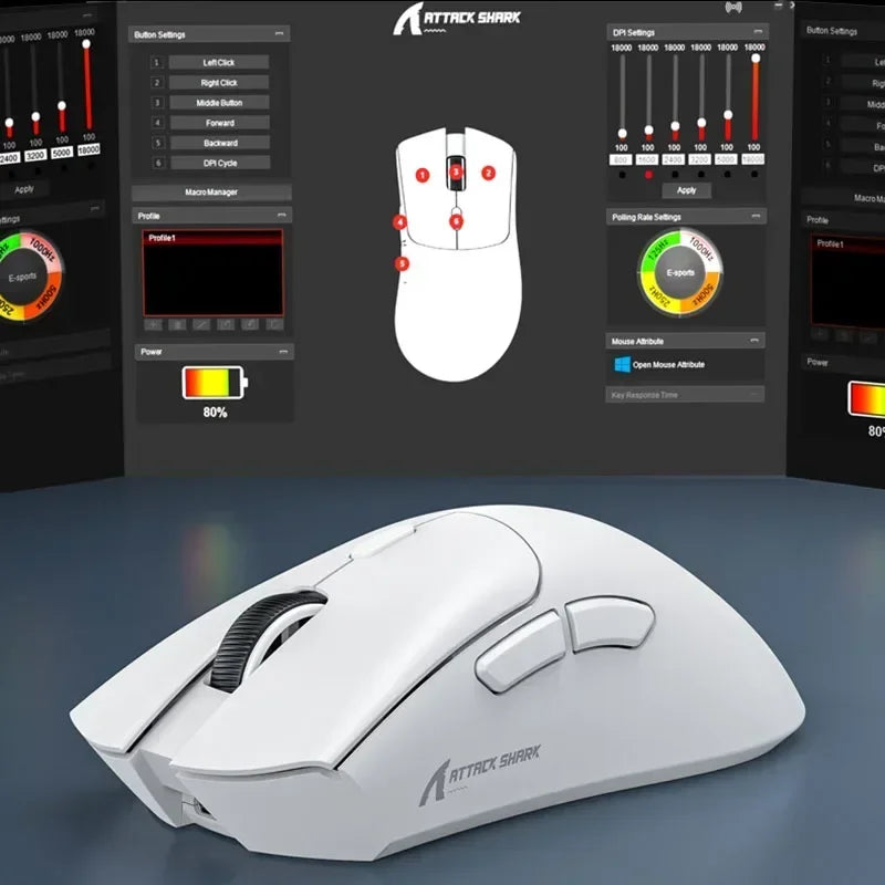 Attack Shark R1 – Mouse Gamer Tri-Mode com Macro (PAW3311, 18.000 DPI, 1.000Hz)