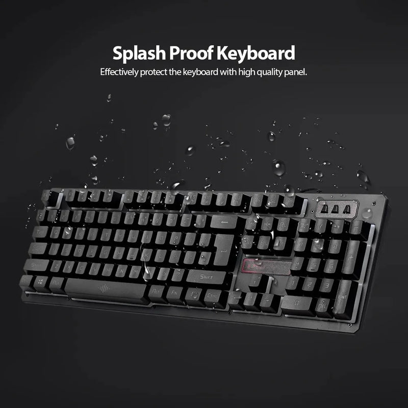 Kit Teclado Mouse Gamer Evolut Rgb Led Usb 2400 Dpi Para Jogos