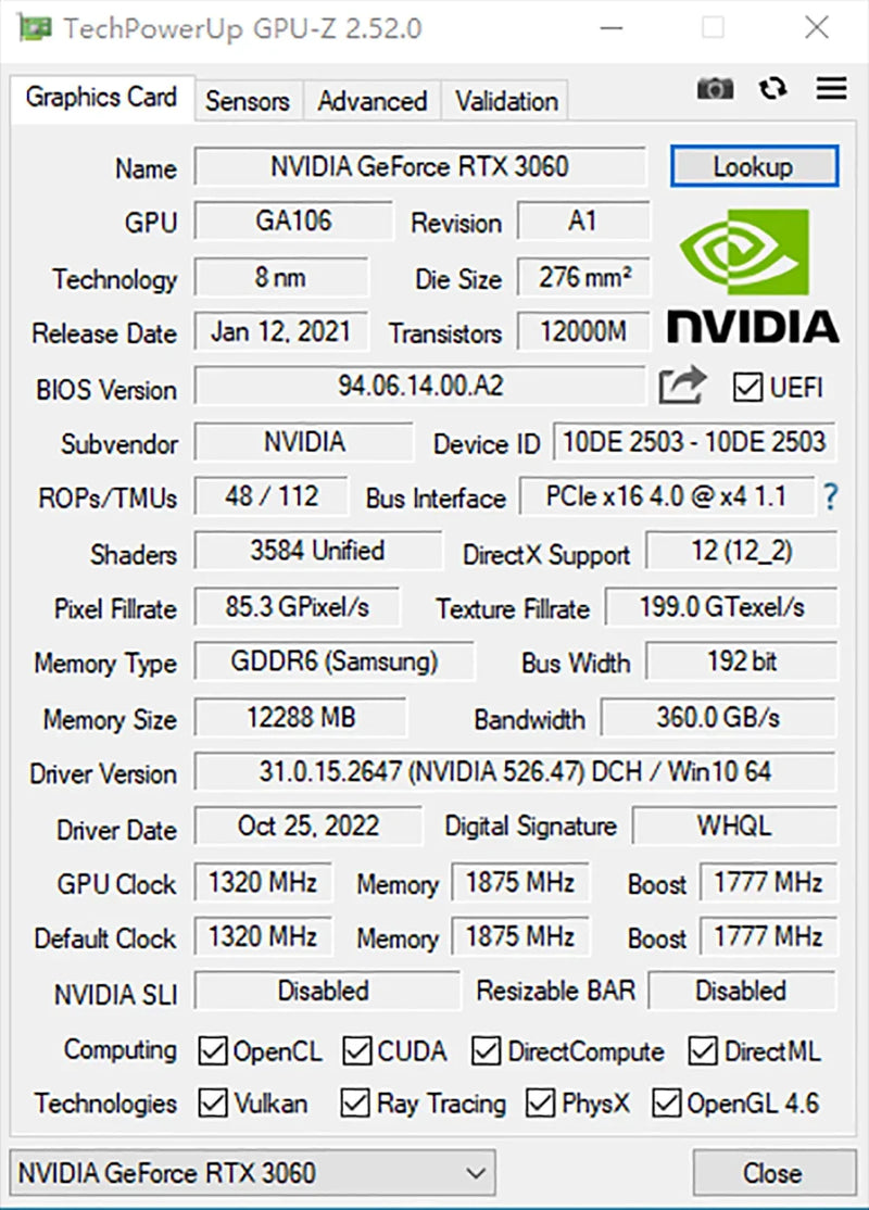 Placa de Vídeo MLLSE RTX 3060 12GB - NVIDIA GPU, GDDR6, 192-bit, 3x DP, PCIe 4.0. Desempenho incrível para games no Brasil!