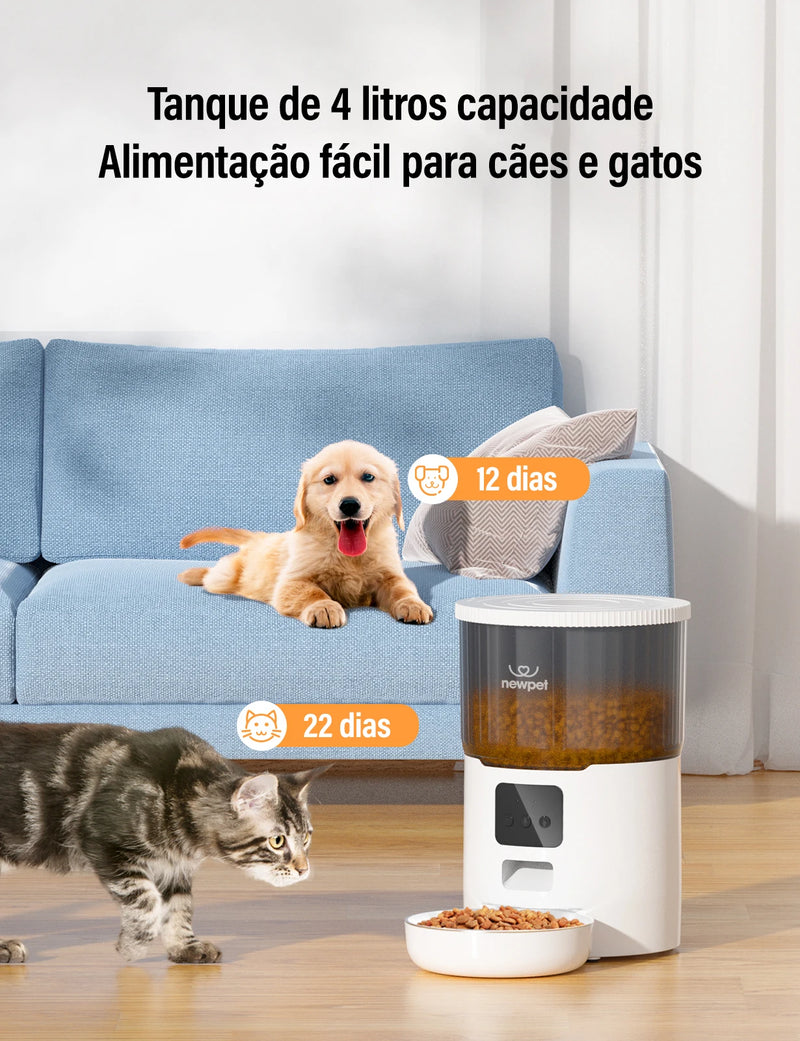 Alimentador Automático Smart WiFi Newpet – Dispensador de Ração para Gatos e Cães