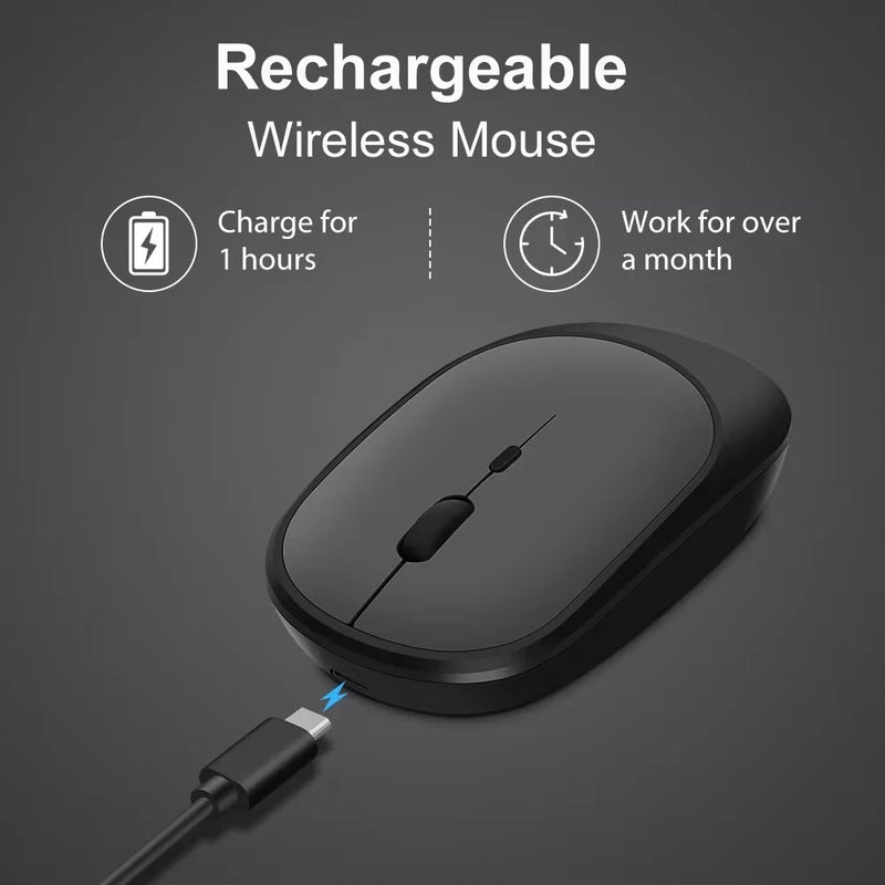 Mouse Sem Fio Ergonômico Xiaomi – Conectividade Bluetooth e 2.4G, Cliques Silenciosos, DPI Ajustável, USB Recarregável para Jogos e Escritório