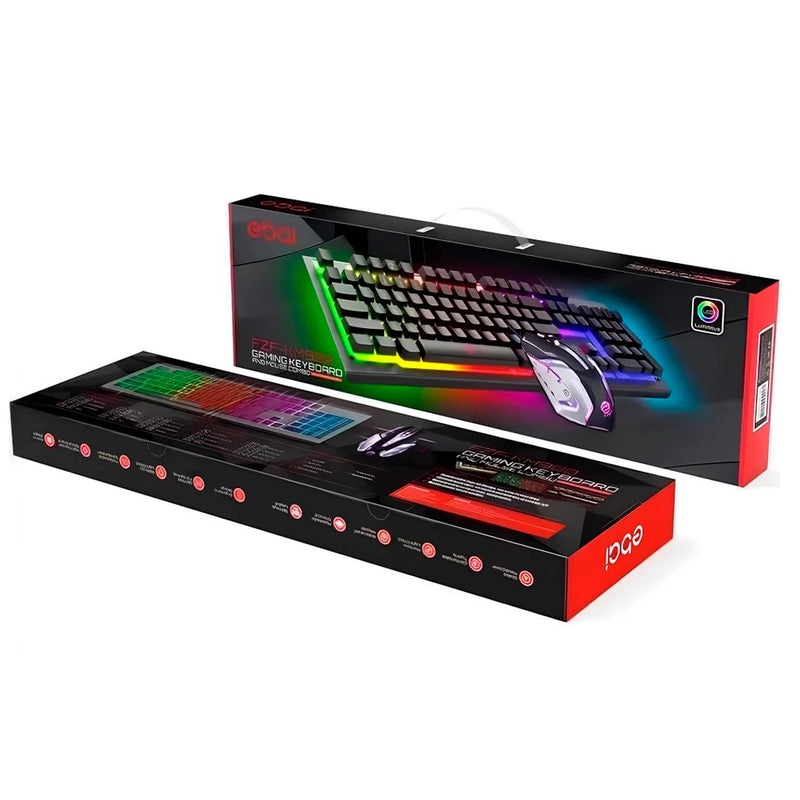 Kit Gamer KM900 – Teclado e Mouse USB com LED RGB