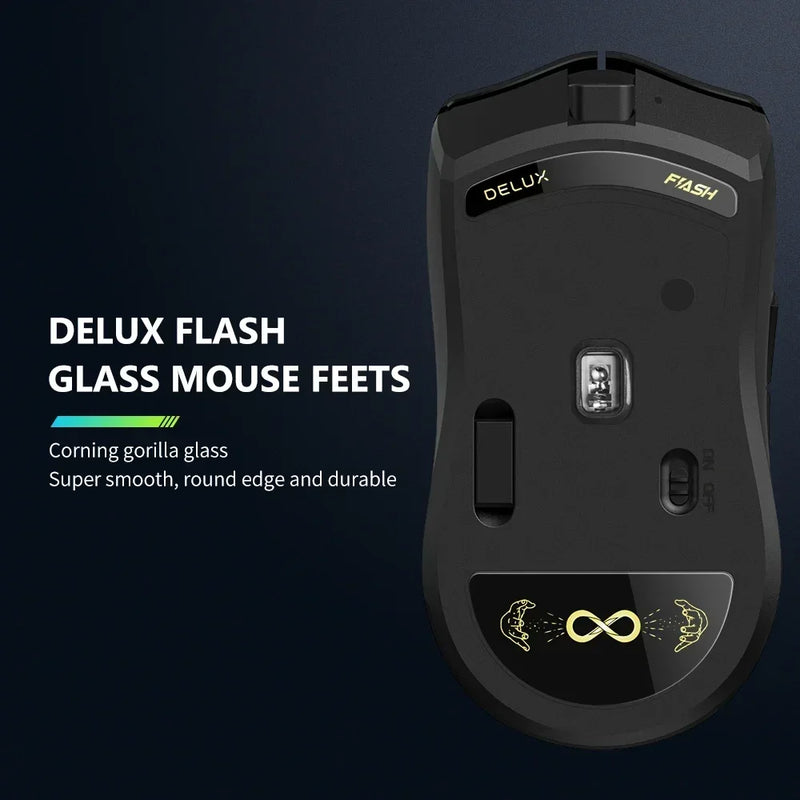 Delux M800 PRO – Tri-Mode Wireless Gaming Mouse (PAW3395, 26.000 DPI, Huano Pink Switches)