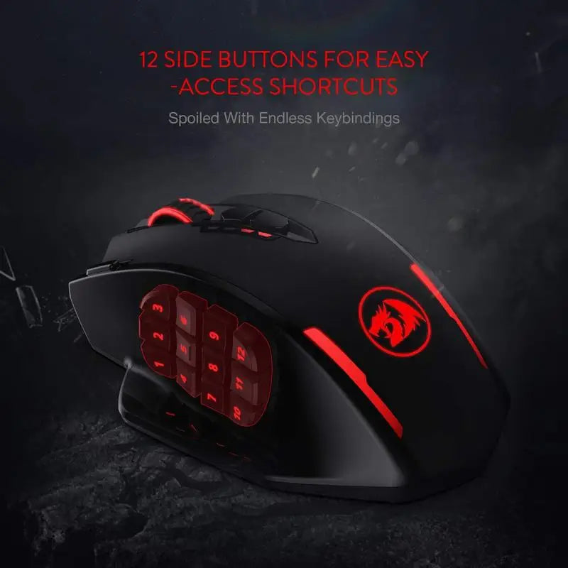 Mouse Gamer Redragon M913 – 16000 DPI, Com Fio & Sem Fio 2.4GHz, Iluminação RGB, Sensor Óptico, 16 Botões Programáveis, Preto/Branco