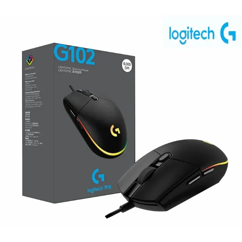 Logitech G102/G304 – Mouse Gamer (RGB, Wired/Wireless, USB, Design Ergonômico e Botões Laterais)