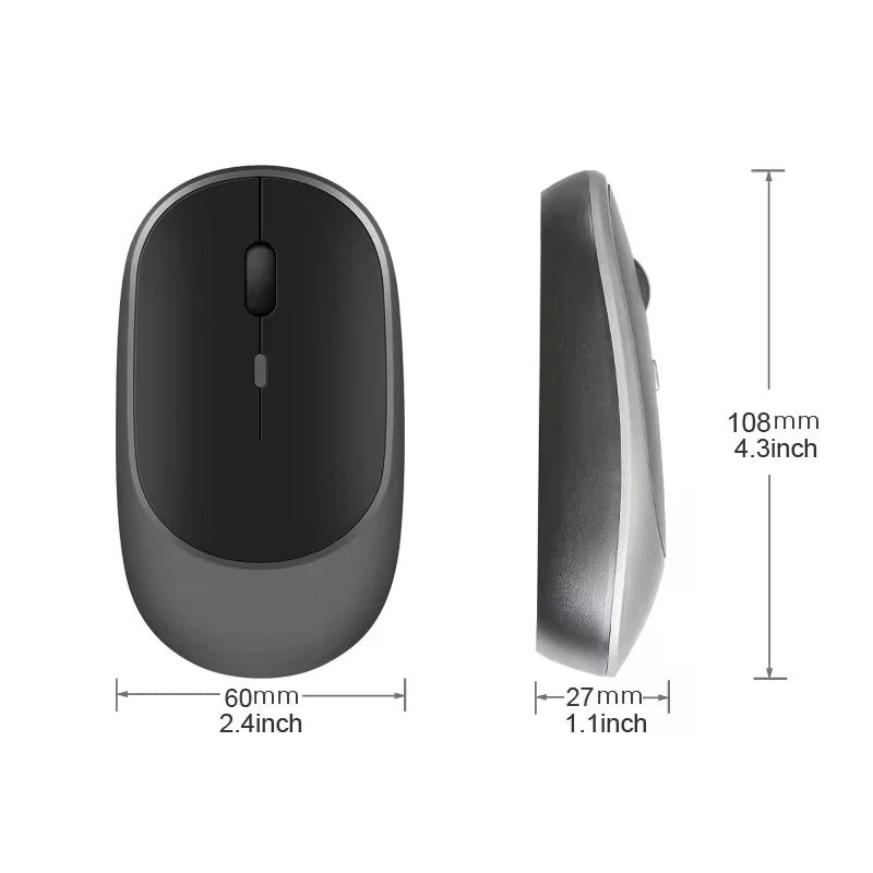 Mouse Sem Fio Ergonômico Xiaomi – Conectividade Bluetooth e 2.4G, Cliques Silenciosos, DPI Ajustável, USB Recarregável para Jogos e Escritório