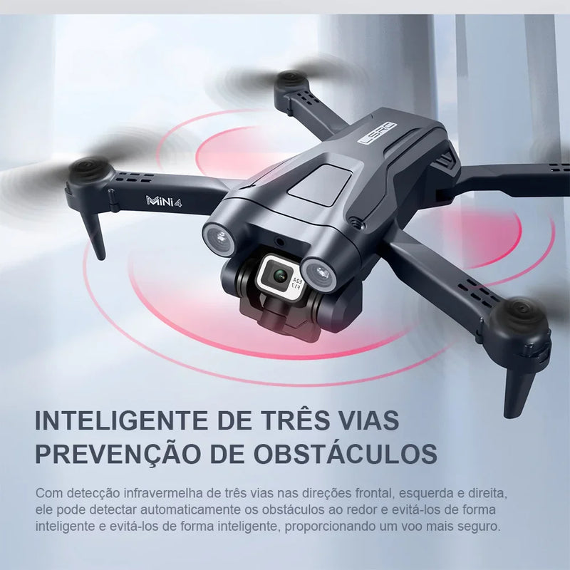 Mini Drone 4K Profissional com Wi-Fi e Detecção de Obstáculos – Controle Remoto RC