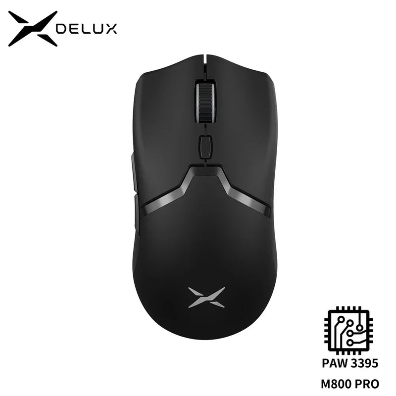 Delux M800 PRO – Tri-Mode Wireless Gaming Mouse (PAW3395, 26.000 DPI, Huano Pink Switches)