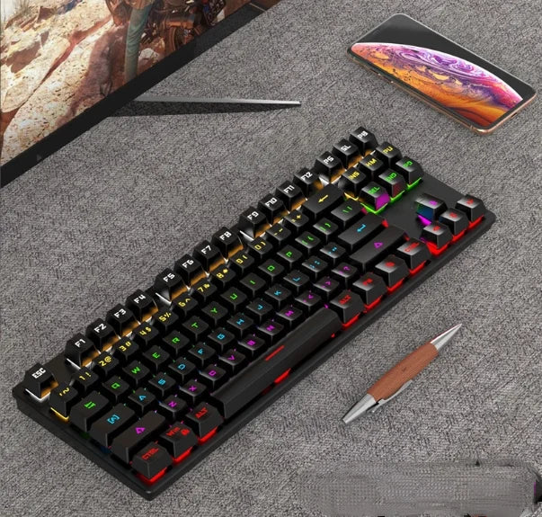 Teclado com Fio FANHUN 2025: Essencial para Jogos e Escritório, Design Elegante e Confortável