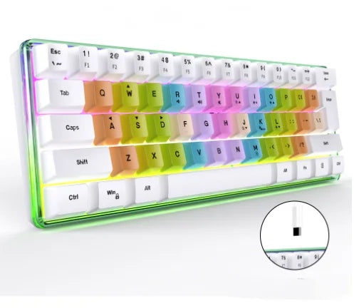 Teclado Gamer Mini com Fio 2025 – Iluminação RGB, Design Compacto