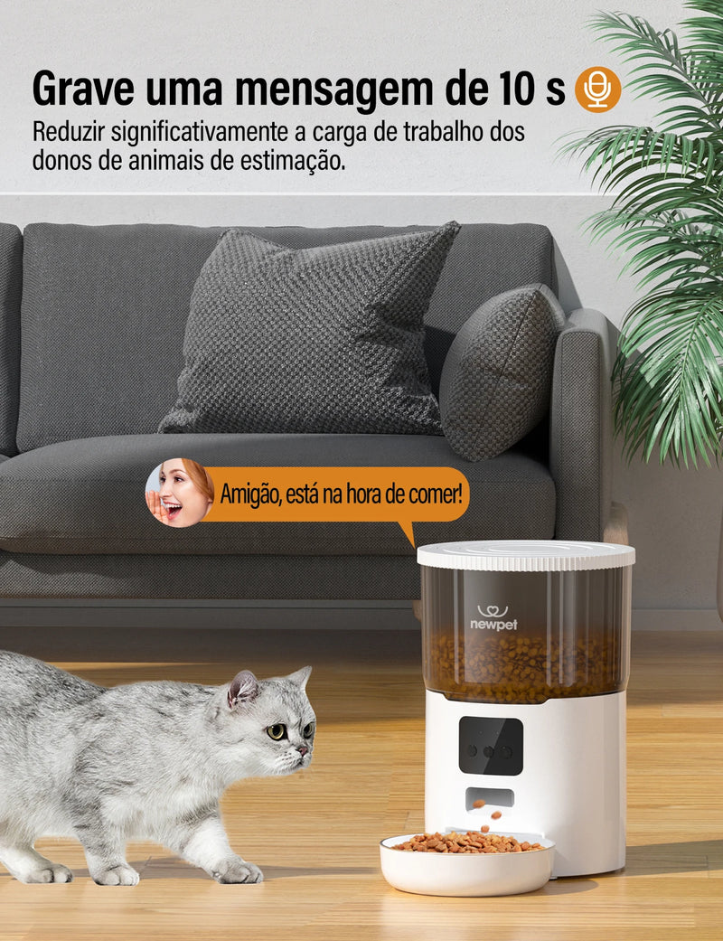 Alimentador Automático Smart WiFi Newpet – Dispensador de Ração para Gatos e Cães