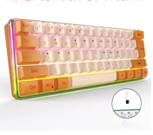 Teclado Gamer Mini com Fio 2025 – Iluminação RGB, Design Compacto