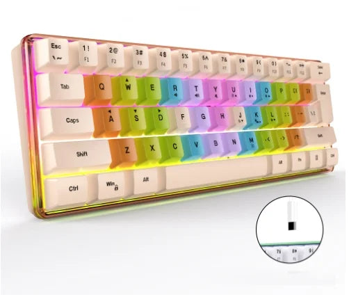 Teclado Gamer Mini com Fio 2025 – Iluminação RGB, Design Compacto