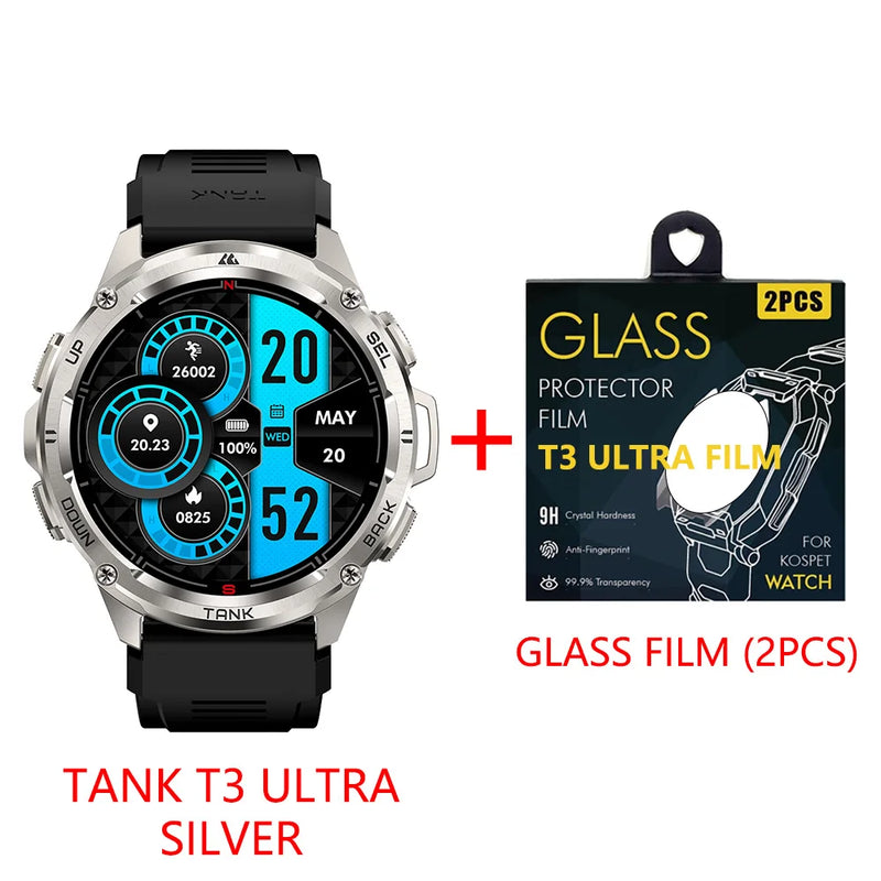 Smartwatch KOSPET TANK T3 Ultra – GPS, Tela AMOLED AOD, Bateria 470mAh, Fitness & Bluetooth para Homens e Mulheres