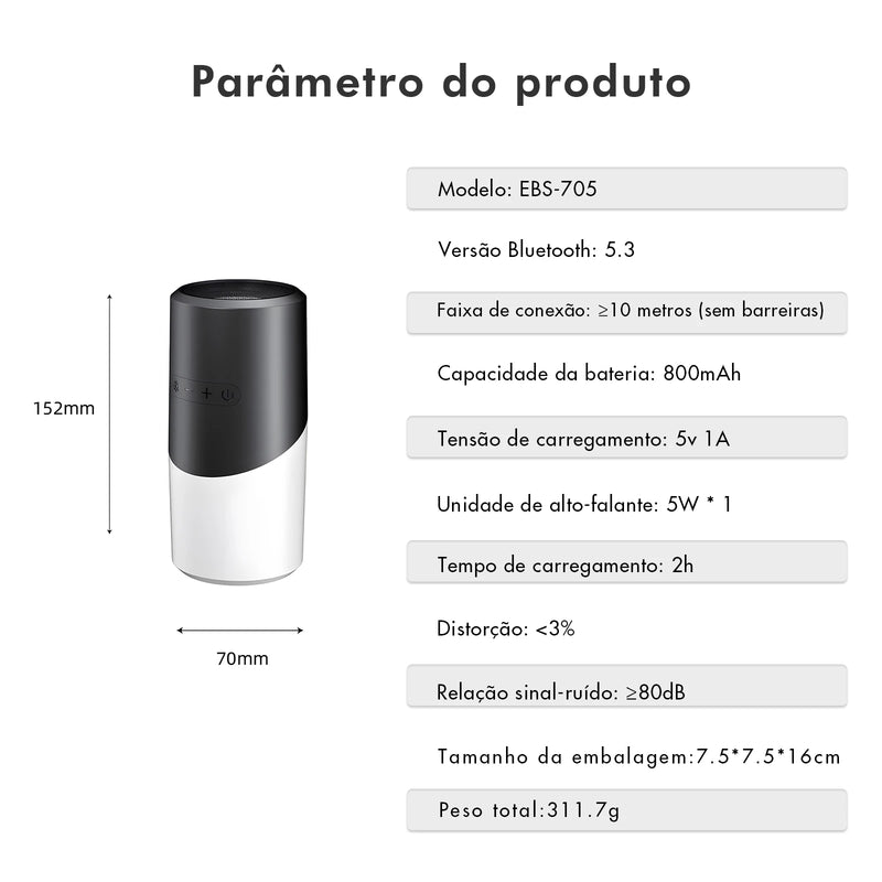 Caixa de Som Bluetooth Portátil – Som Premium em Qualquer Lugar