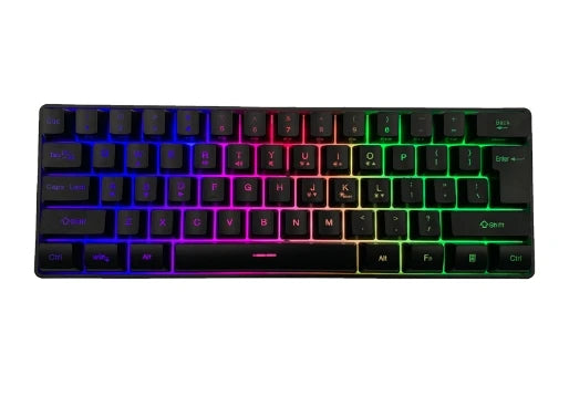 Teclado Gamer Mini com Fio 2025 – Iluminação RGB, Design Compacto