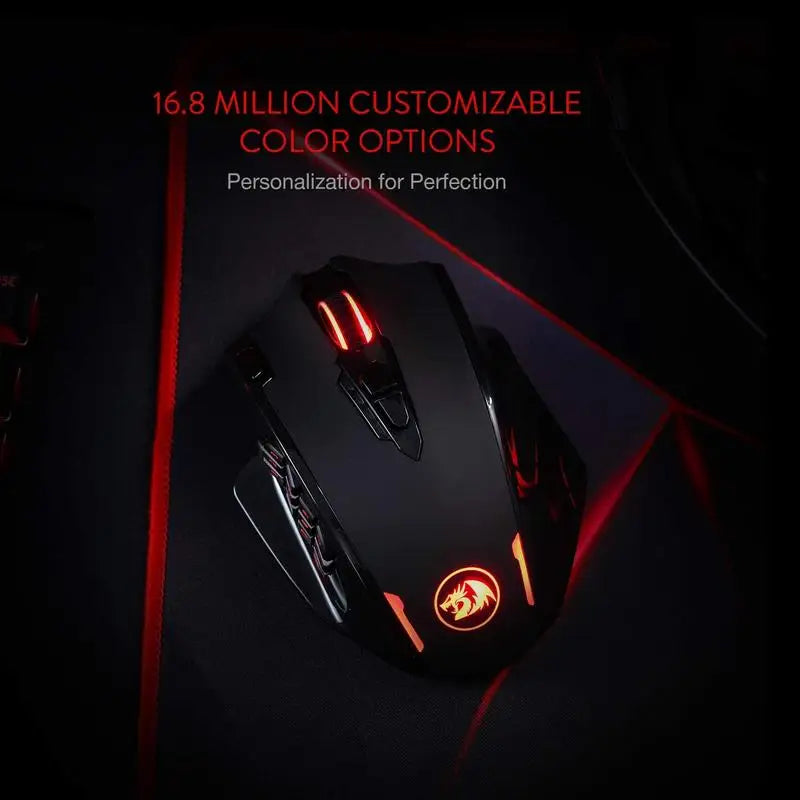 Mouse Gamer Redragon M913 – 16000 DPI, Com Fio & Sem Fio 2.4GHz, Iluminação RGB, Sensor Óptico, 16 Botões Programáveis, Preto/Branco